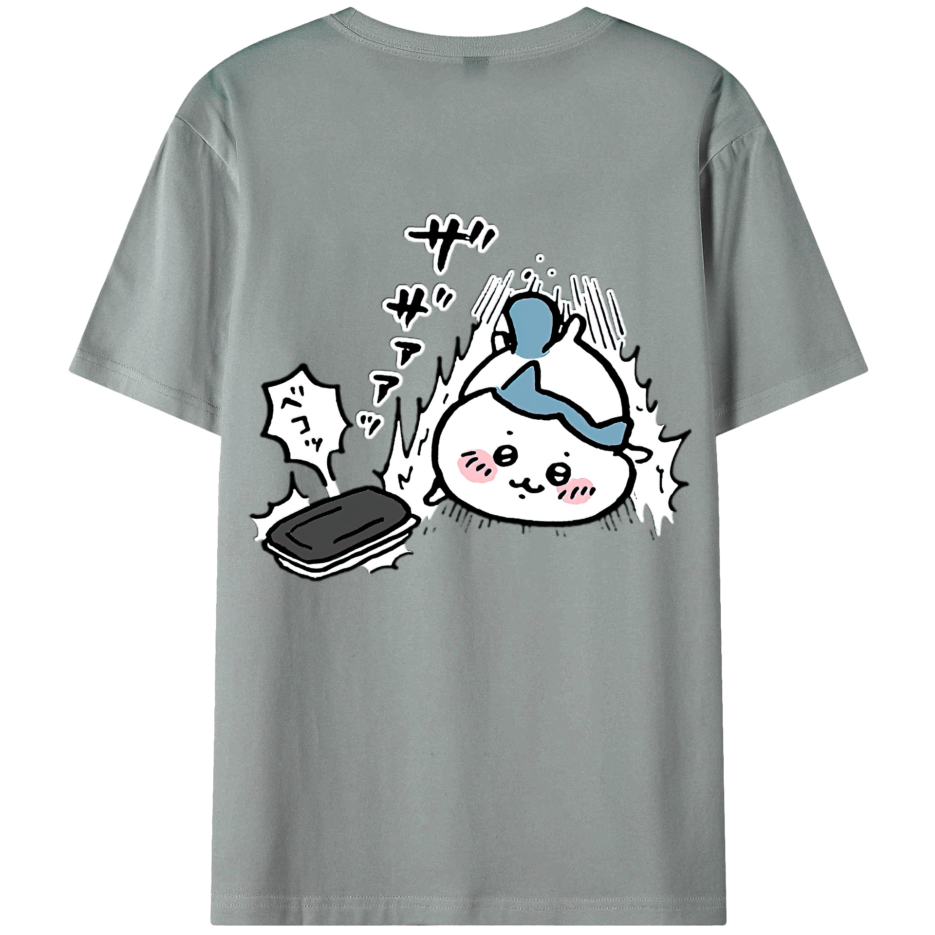 （画像用） ちいかわ ハチワレ Chii-kawa hachiware 綿100％ メンズ半袖Tシャツ（バックプリント） 通気性